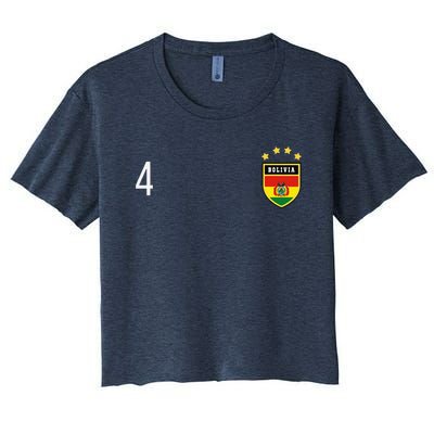 Bolivia Number 4 Sports Jersey Football Four Bolivian Women's Crop Top Tee