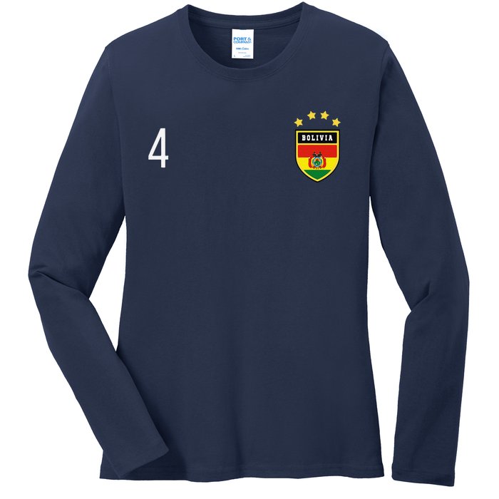 Bolivia Number 4 Sports Jersey Football Four Bolivian Ladies Long Sleeve Shirt