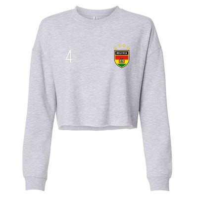 Bolivia Number 4 Sports Jersey Football Four Bolivian Cropped Pullover Crew