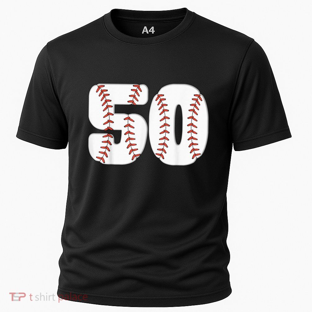 Baseball Number 50 Baseball Birthday 50 Baseball Themed 50th Performance Shirt