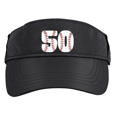 Baseball Number 50 Baseball Birthday 50 Baseball Themed 50th Adult Drive Performance Visor