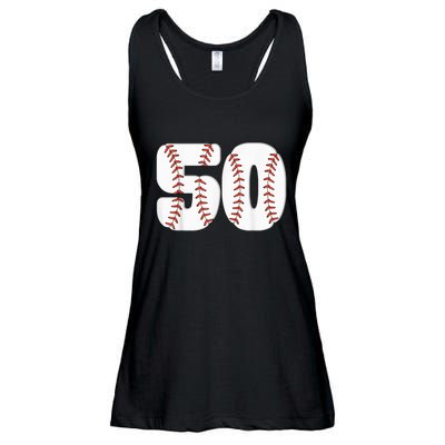 Baseball Number 50 Baseball Birthday 50 Baseball Themed 50th Ladies Essential Flowy Tank