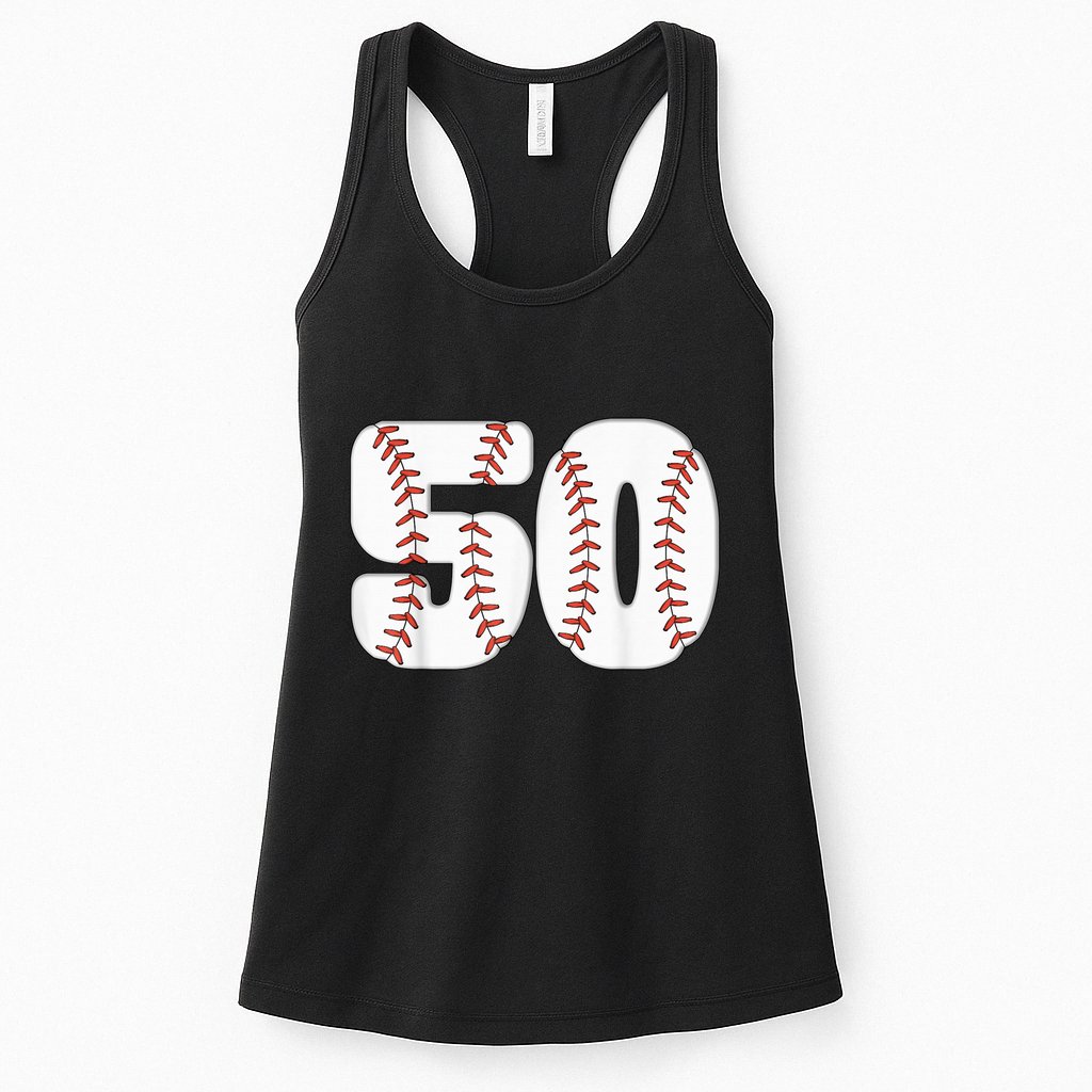 Baseball Number 50 Baseball Birthday 50 Baseball Themed 50th Womens Tank Top