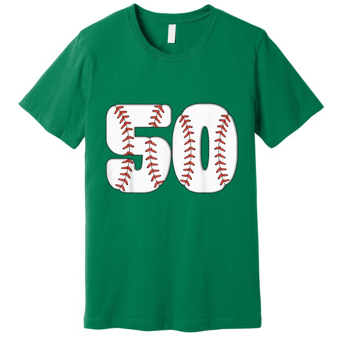 Baseball Number 50 Baseball Birthday 50 Baseball Themed 50th Premium T-Shirt