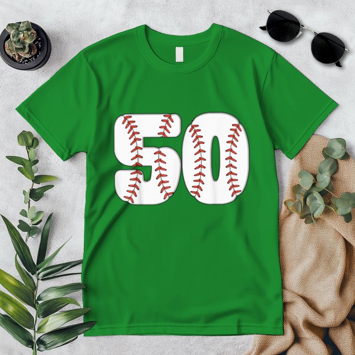 Baseball Number 50 Baseball Birthday 50 Baseball Themed 50th Premium T-Shirt