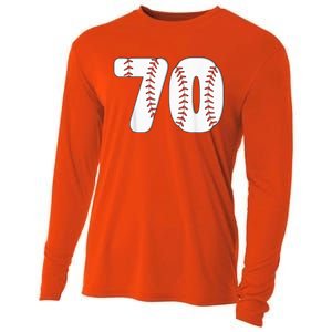 Baseball Number 70 Baseball Birthday 70 Baseball Themed 70th Cooling Performance Long Sleeve Crew