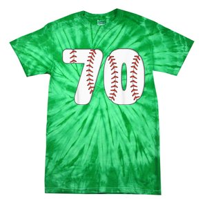 Baseball Number 70 Baseball Birthday 70 Baseball Themed 70th Tie-Dye T-Shirt