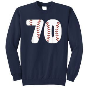 Baseball Number 70 Baseball Birthday 70 Baseball Themed 70th Tall Sweatshirt