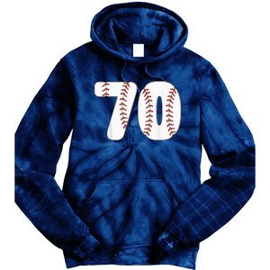 Baseball Number 70 Baseball Birthday 70 Baseball Themed 70th Tie Dye Hoodie