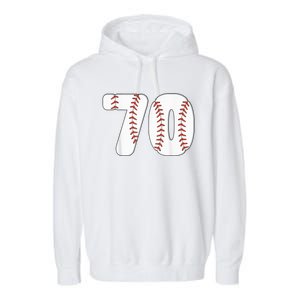 Baseball Number 70 Baseball Birthday 70 Baseball Themed 70th Garment-Dyed Fleece Hoodie