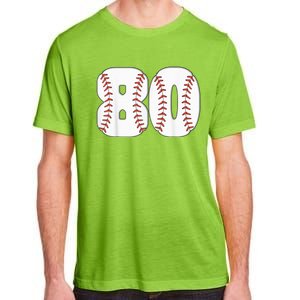 Baseball Number 80 Baseball Birthday 80 Baseball Themed 80th Adult ChromaSoft Performance T-Shirt