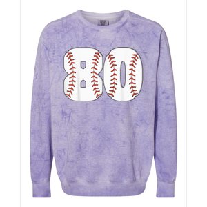 Baseball Number 80 Baseball Birthday 80 Baseball Themed 80th Colorblast Crewneck Sweatshirt