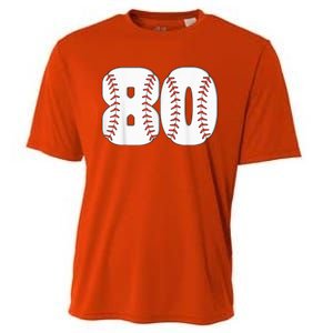 Baseball Number 80 Baseball Birthday 80 Baseball Themed 80th Cooling Performance Crew T-Shirt