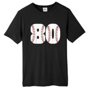 Baseball Number 80 Baseball Birthday 80 Baseball Themed 80th Tall Fusion ChromaSoft Performance T-Shirt