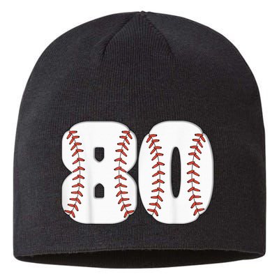 Baseball Number 80 Baseball Birthday 80 Baseball Themed 80th Sustainable Beanie