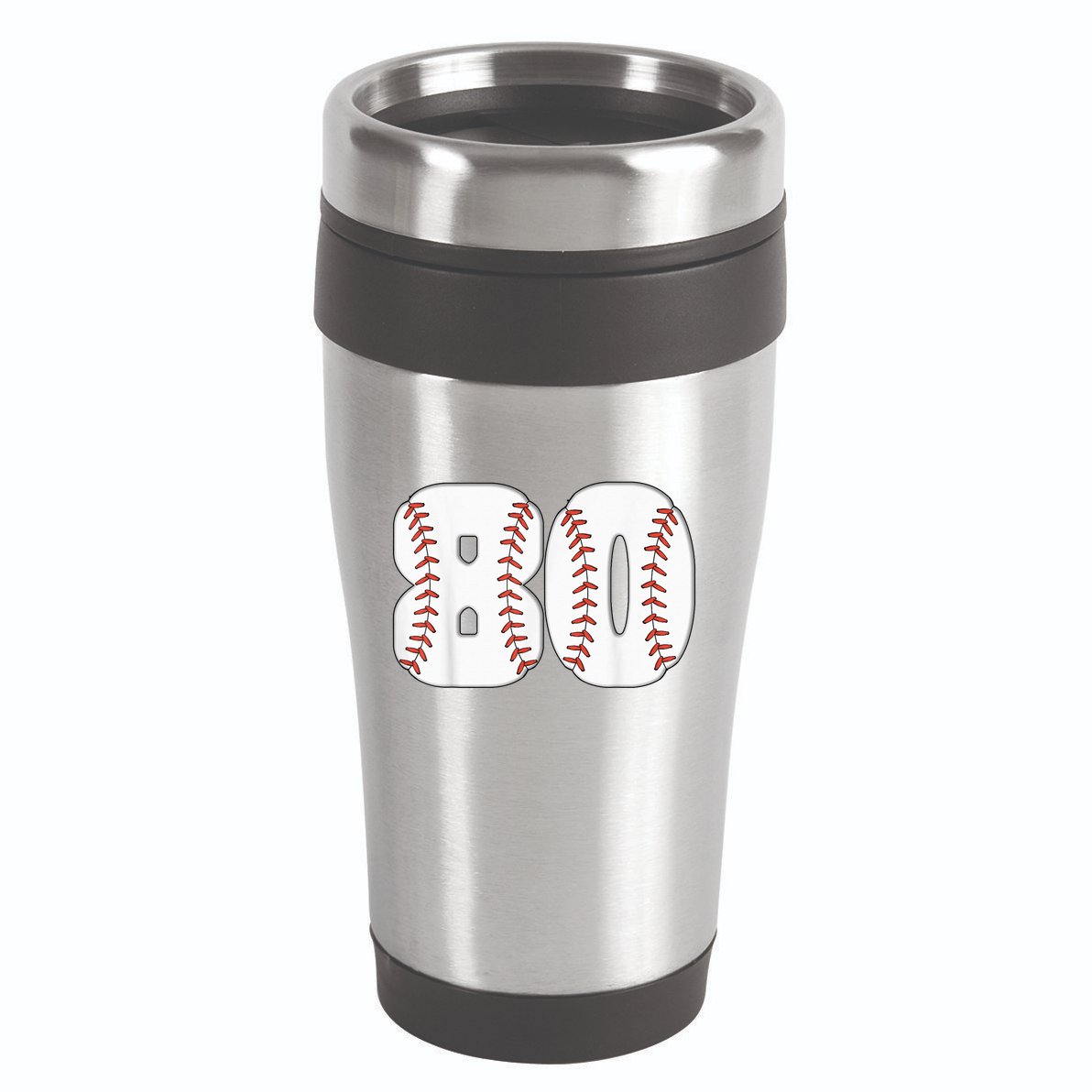 Baseball Number 80 Baseball Birthday 80 Baseball Themed 80th 16oz Travel Tumbler