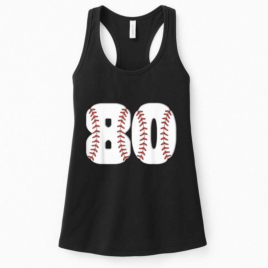 Baseball Number 80 Baseball Birthday 80 Baseball Themed 80th Womens Tank Top