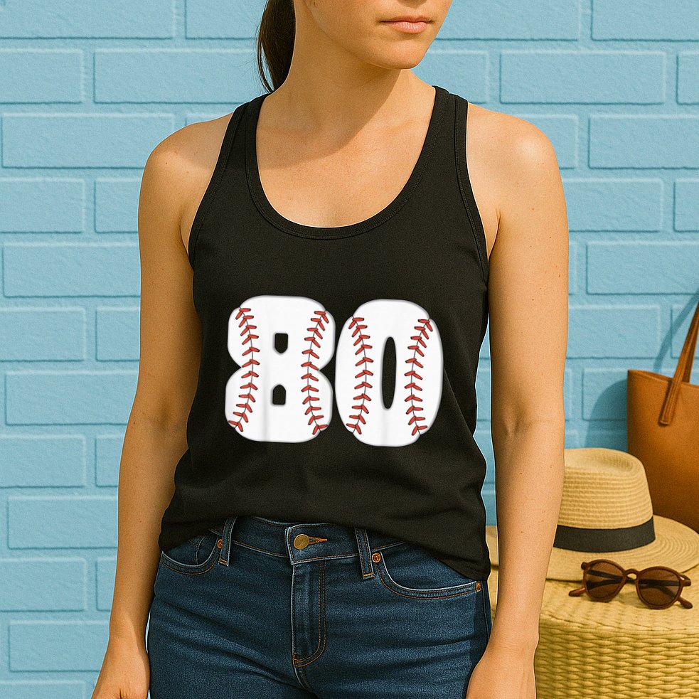 Baseball Number 80 Baseball Birthday 80 Baseball Themed 80th Womens Tank Top