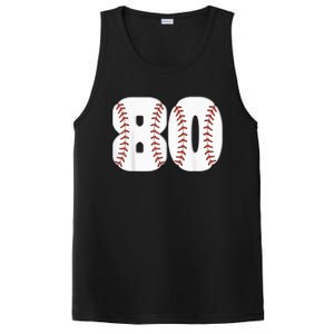 Baseball Number 80 Baseball Birthday 80 Baseball Themed 80th PosiCharge Competitor Tank