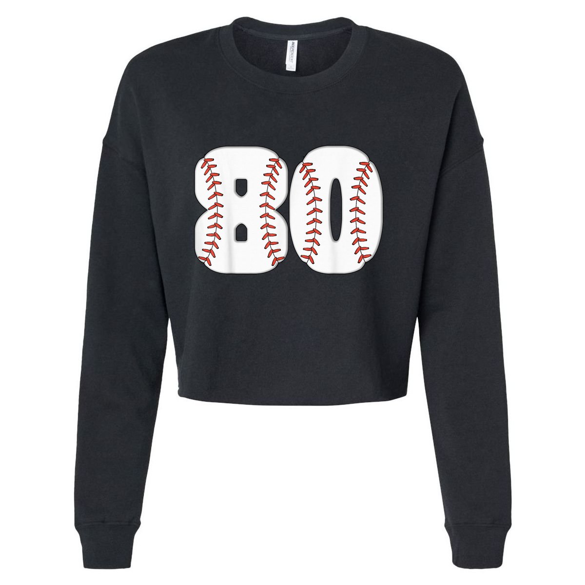 Baseball Number 80 Baseball Birthday 80 Baseball Themed 80th Cropped Pullover Crew