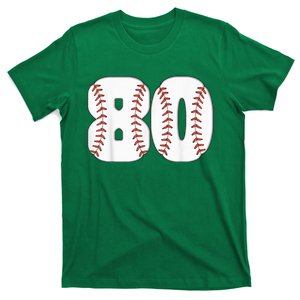 Baseball Number 80 Baseball Birthday 80 Baseball Themed 80th T-Shirt