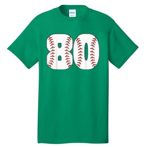 Baseball Number 80 Baseball Birthday 80 Baseball Themed 80th Tall T-Shirt