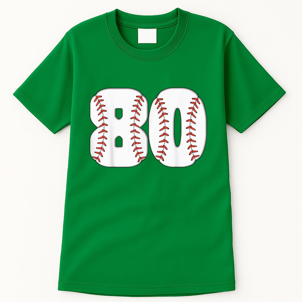 Baseball Number 80 Baseball Birthday 80 Baseball Themed 80th Tall T-Shirt