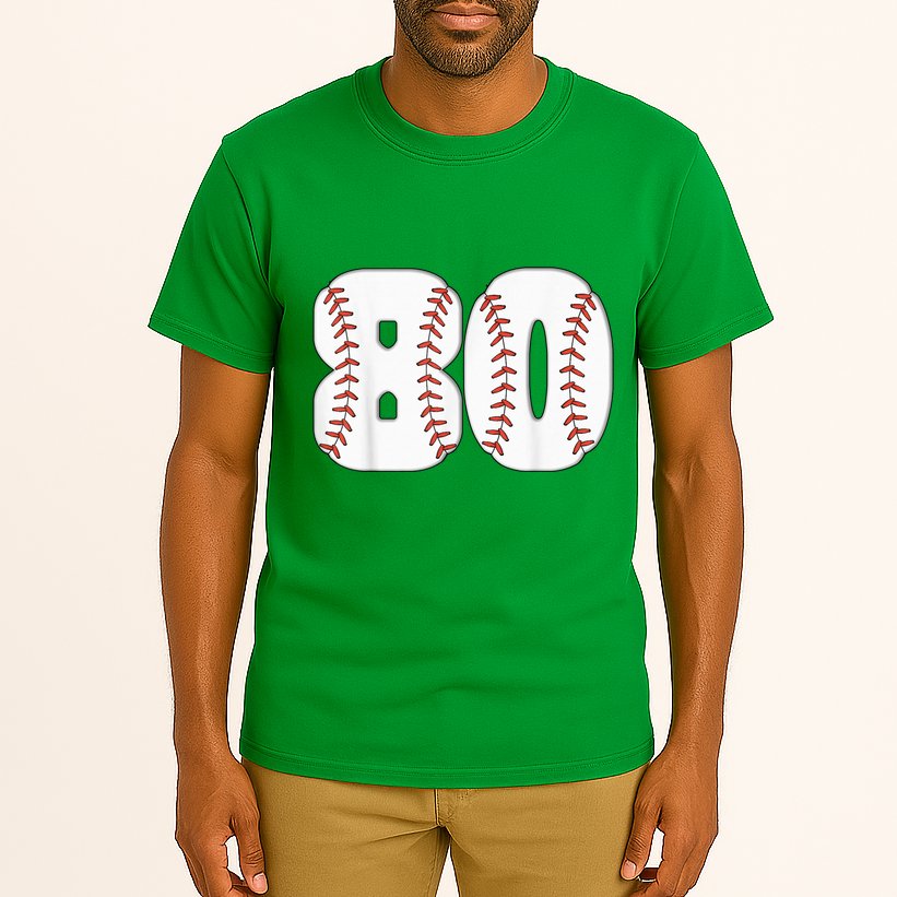 Baseball Number 80 Baseball Birthday 80 Baseball Themed 80th Tall T-Shirt
