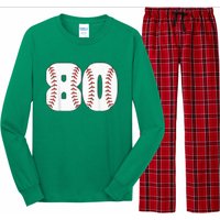 Baseball Number 80 Baseball Birthday 80 Baseball Themed 80th Long Sleeve Pajama Set