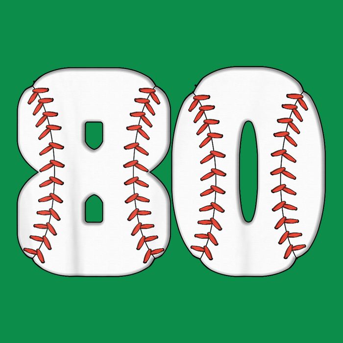 Baseball Number 80 Baseball Birthday 80 Baseball Themed 80th Women's V-Neck T-Shirt