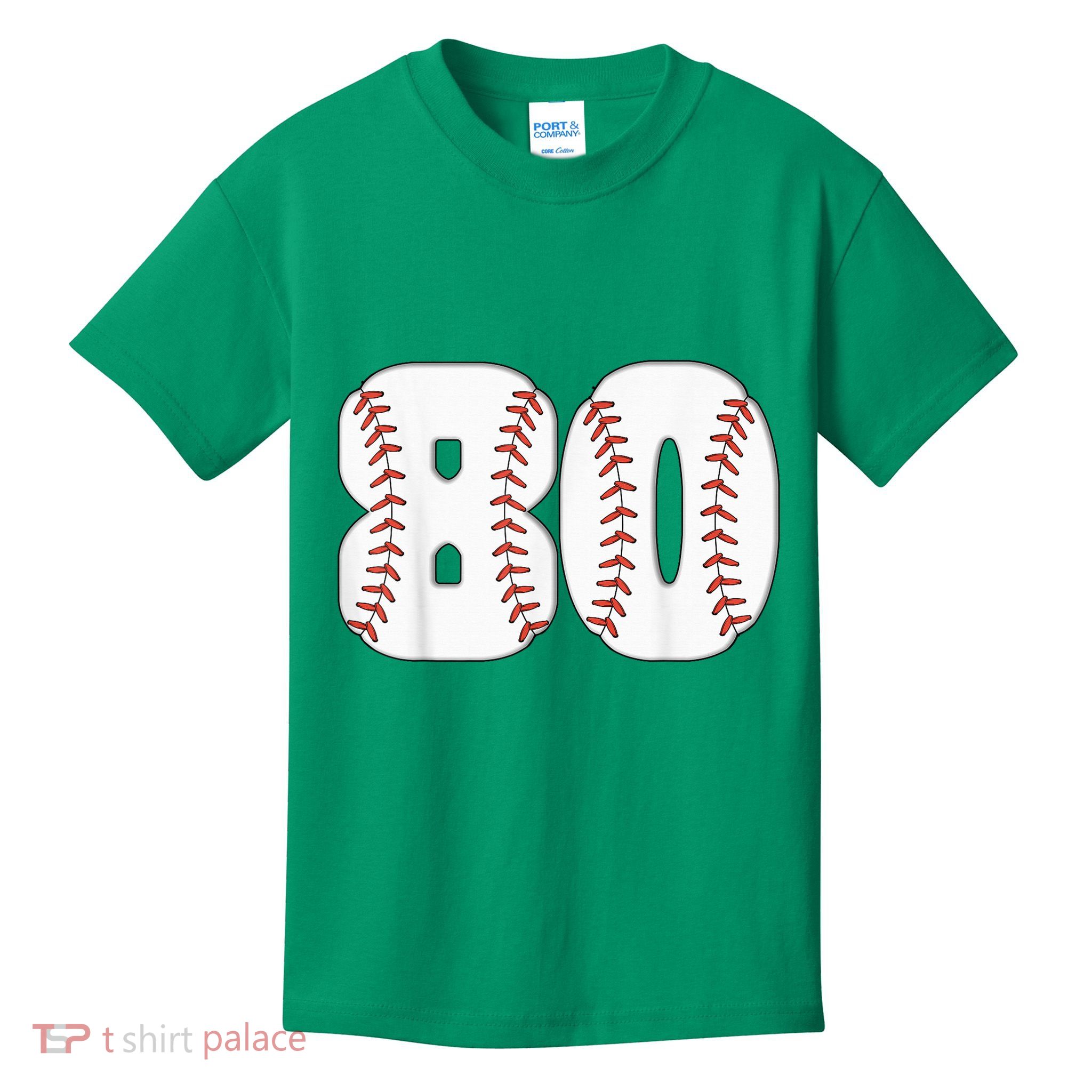 Baseball Number 80 Baseball Birthday 80 Baseball Themed 80th Kids T-Shirt