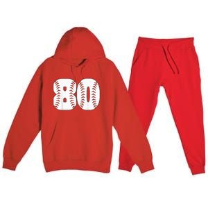 Baseball Number 80 Baseball Birthday 80 Baseball Themed 80th Premium Hooded Sweatsuit Set