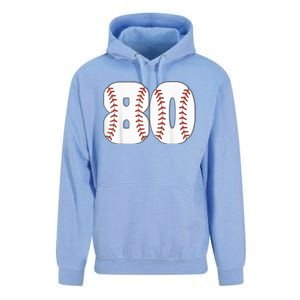 Baseball Number 80 Baseball Birthday 80 Baseball Themed 80th Unisex Surf Hoodie