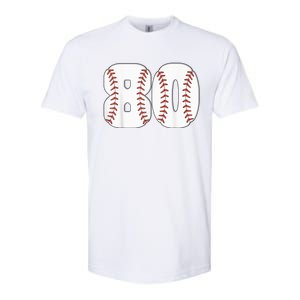 Baseball Number 80 Baseball Birthday 80 Baseball Themed 80th Softstyle CVC T-Shirt