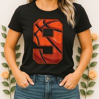 Basketball Ninth 9th Birthday Boy Girl Nine 9 Years Old Bday Womens T-Shirt
