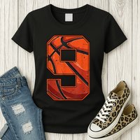 Basketball Ninth 9th Birthday Boy Girl Nine 9 Years Old Bday Womens T-Shirt