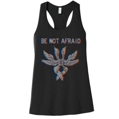 Be Not Afraid Biblically Accurate Angel Seraphim Glitch Women's Racerback Tank