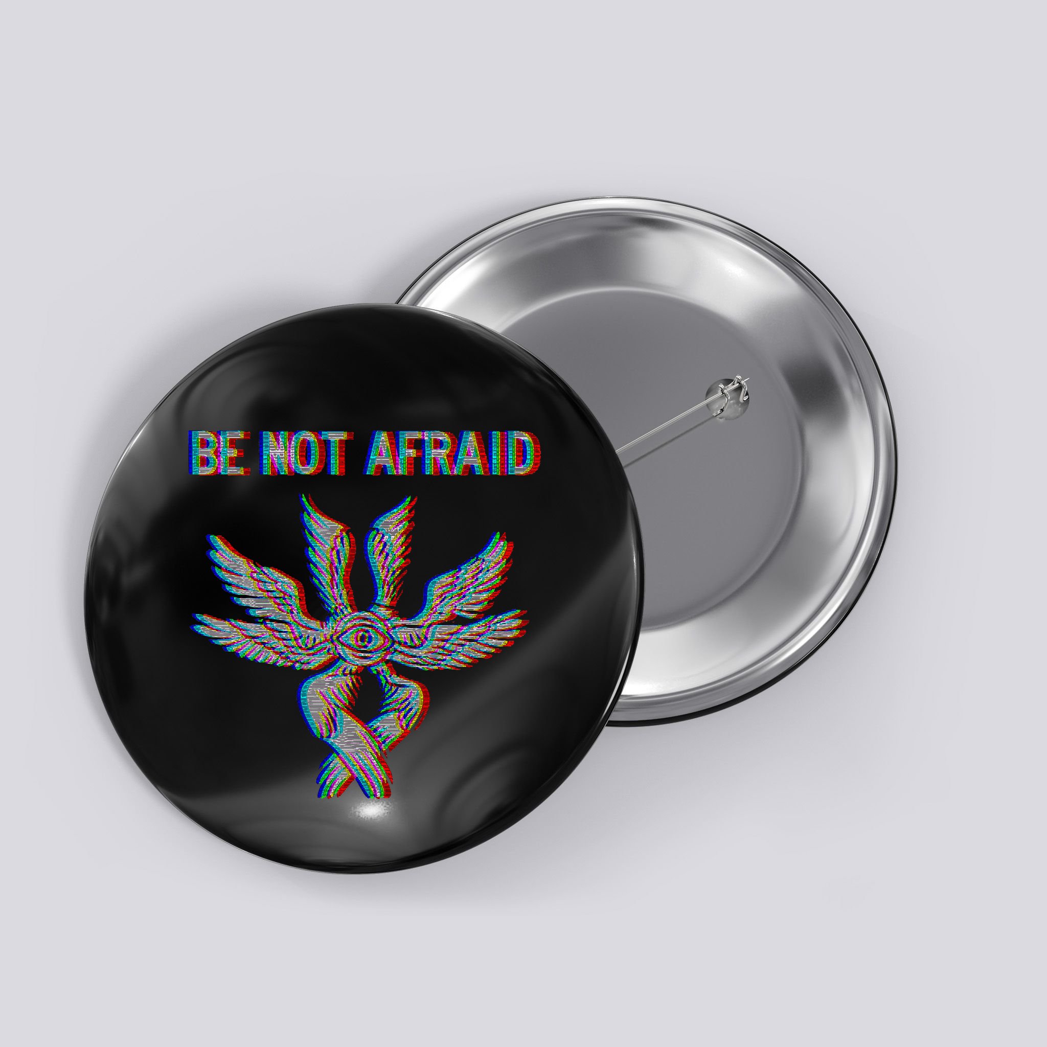 Be Not Afraid Biblically Accurate Angel Seraphim Glitch Button