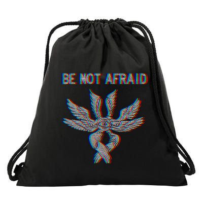 Be Not Afraid Biblically Accurate Angel Seraphim Glitch Drawstring Bag