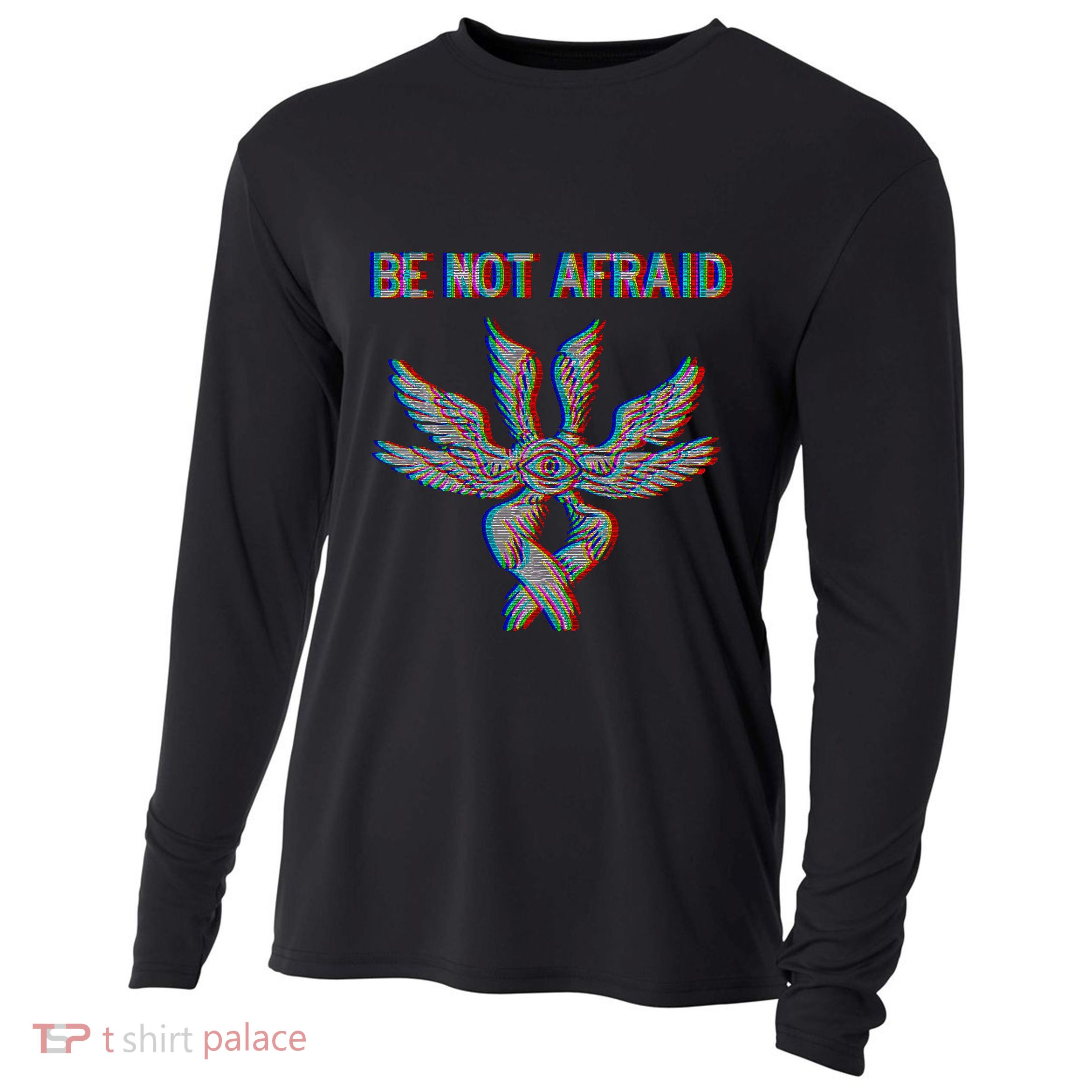 Be Not Afraid Biblically Accurate Angel Seraphim Glitch Cooling Performance Long Sleeve Crew