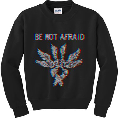 Be Not Afraid Biblically Accurate Angel Seraphim Glitch Kids Sweatshirt