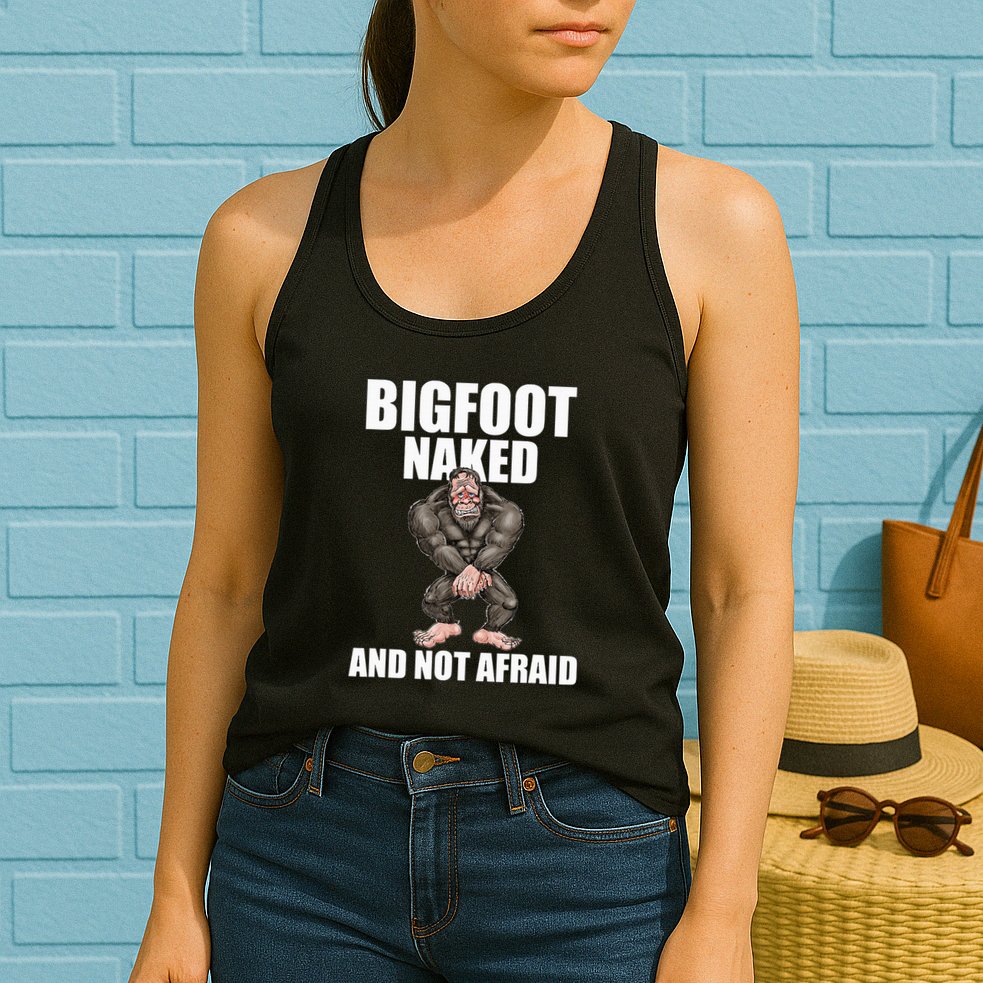 Bigfoot Naked And Not Afraid Womens Tank Top
