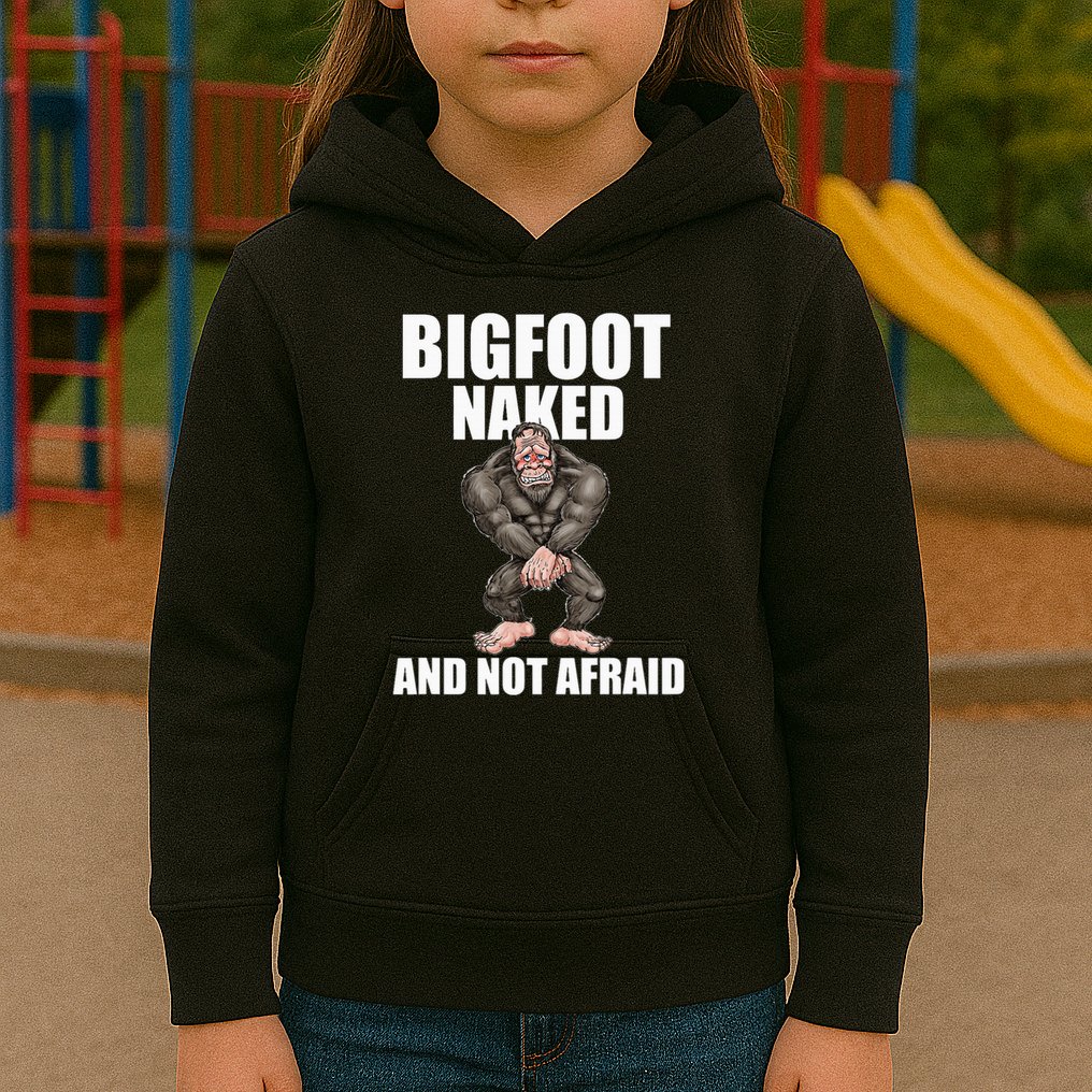 Bigfoot Naked And Not Afraid Kids Hoodie