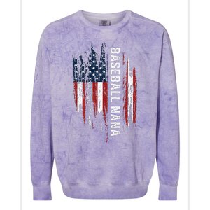 Baseball Nana American Flag Grandma Grandson 4th Of July Colorblast Crewneck Sweatshirt