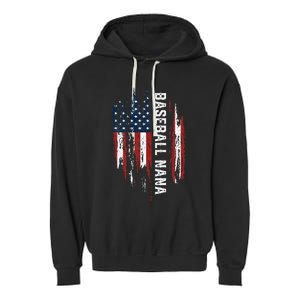 Baseball Nana American Flag Grandma Grandson 4th Of July Garment-Dyed Fleece Hoodie