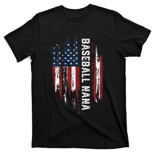 Baseball Nana American Flag Grandma Grandson 4th Of July T-Shirt