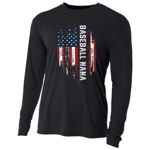 Baseball Nana American Flag Grandma Grandson 4th Of July Cooling Performance Long Sleeve Crew