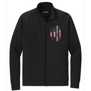 Baseball Nana American Flag Grandma Grandson 4th Of July Stretch Full-Zip Cadet Jacket