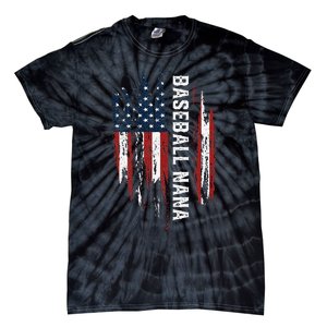 Baseball Nana American Flag Grandma Grandson 4th Of July Tie-Dye T-Shirt