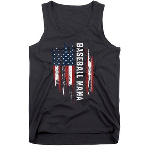 Baseball Nana American Flag Grandma Grandson 4th Of July Tank Top